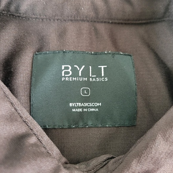 BYLT Premium Basics Mens Large Brown Button Up Short Sleeve - Picture 4 of 5